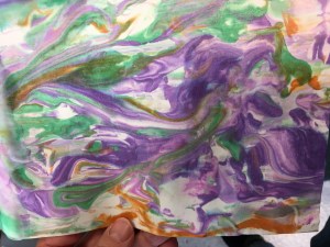 paper that was marbled with shaving cream